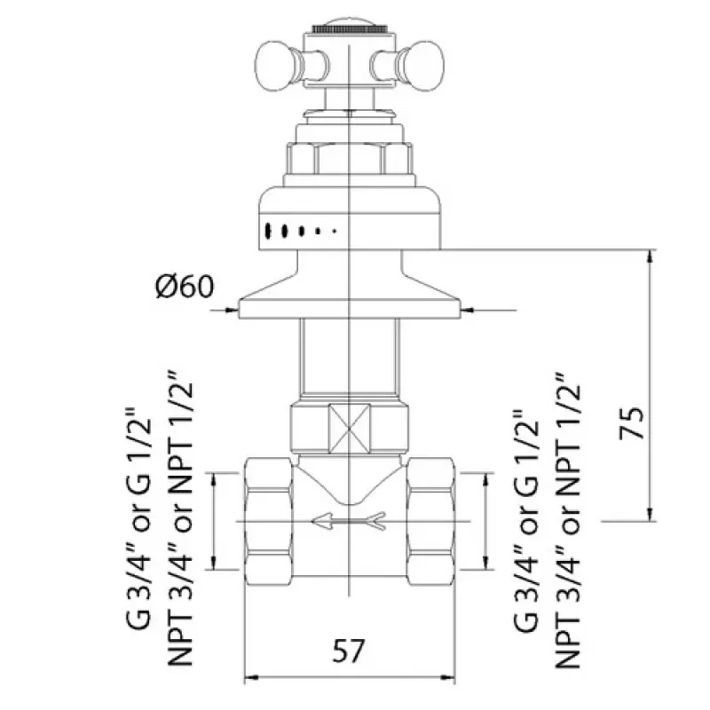 Nostalgische Inbouw Stopkraan Chroom D44217CH