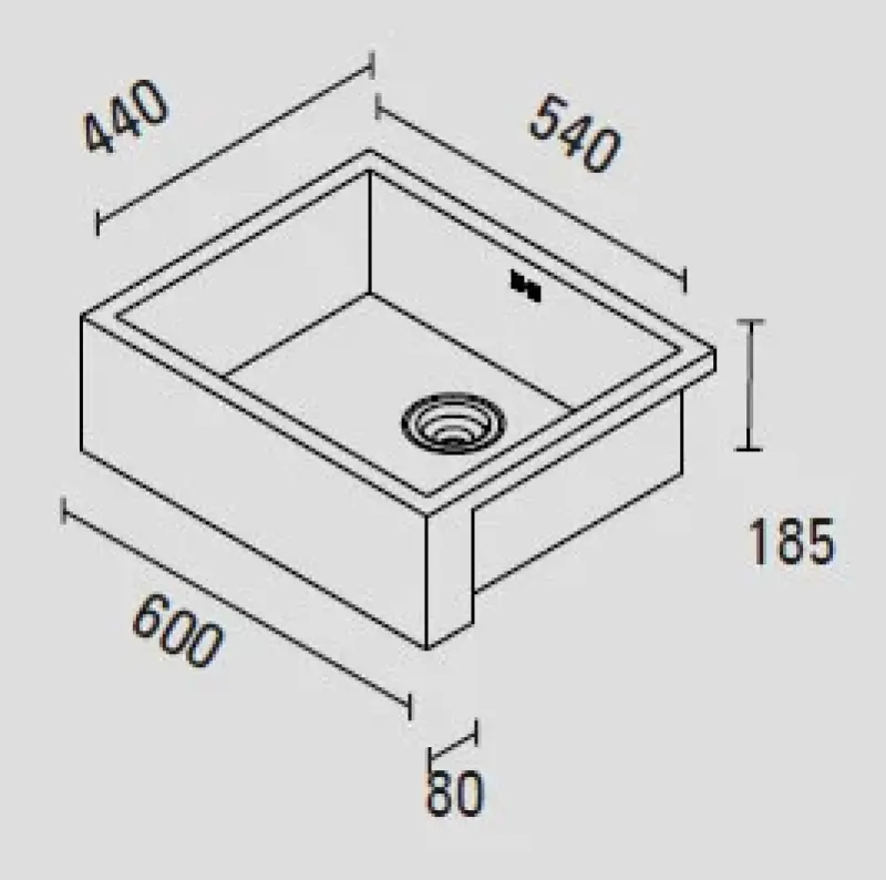 ABK Baronga 6054f tussenbouw spoelbak farmhouse met afgewerkte voorkant 1150424037