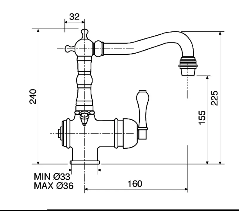 Wastafelmengkraan nostalgisch Brons V2150BR