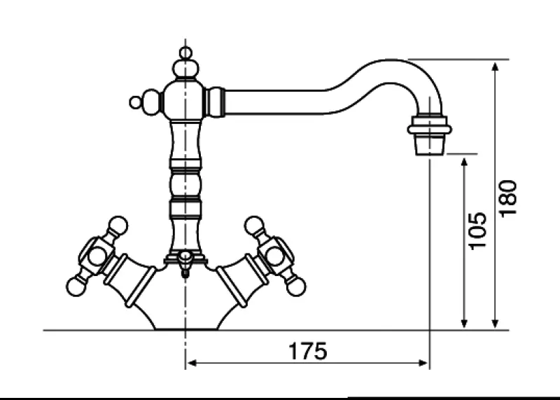 Wastafelkraan nostalgisch Brons V2010BR
