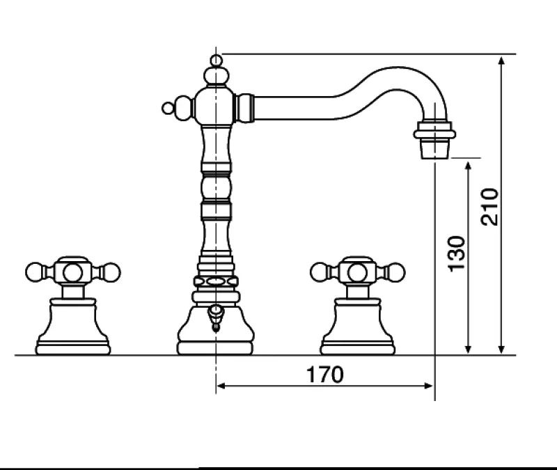 Wastafelkraan 3-gats nostalgisch RVS-look V2060RVS