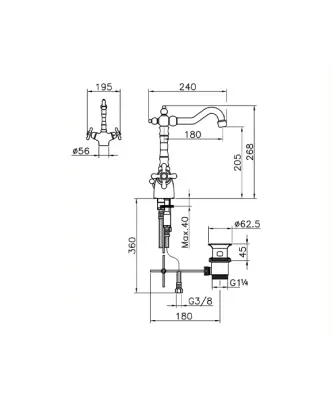 Huber Croisette Thermostatische Wastafelmengkraan Brons CST5201027