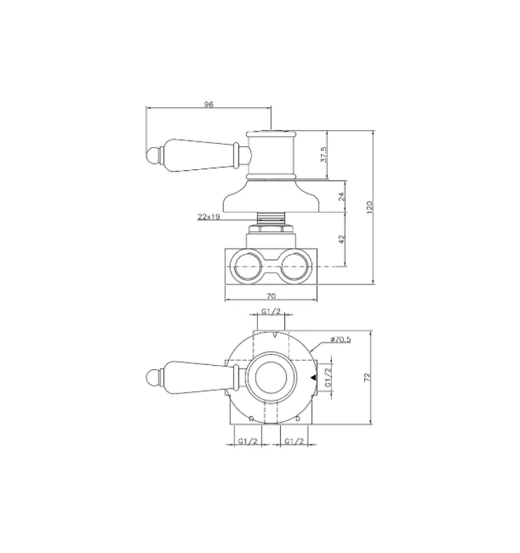 Huber Victorian 3 weg Omsteller RVS VT0002702A