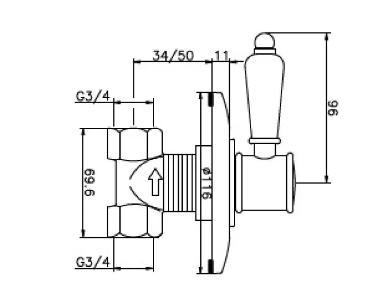 Huber Victorian inbouw stopkraan Brons VT00031327