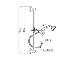 Huber Victorian Glijstangset RVS 62.03H.AC