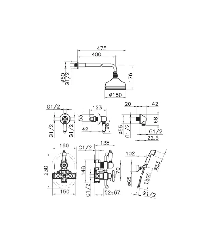 Huber Croisette Inbouw Thermostatische Doucheset Brons 913.CS01H.BA