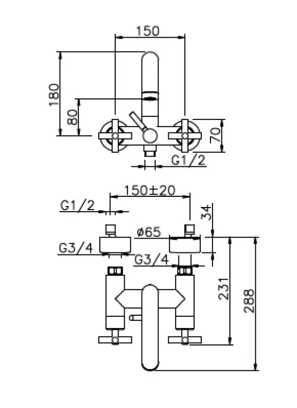 Huber Suite Opbouw badmengkraan 472ST01HCR