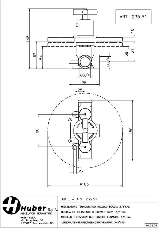 Huber Suite Inbouw thermostaat zonder stopkraan 23551HCR