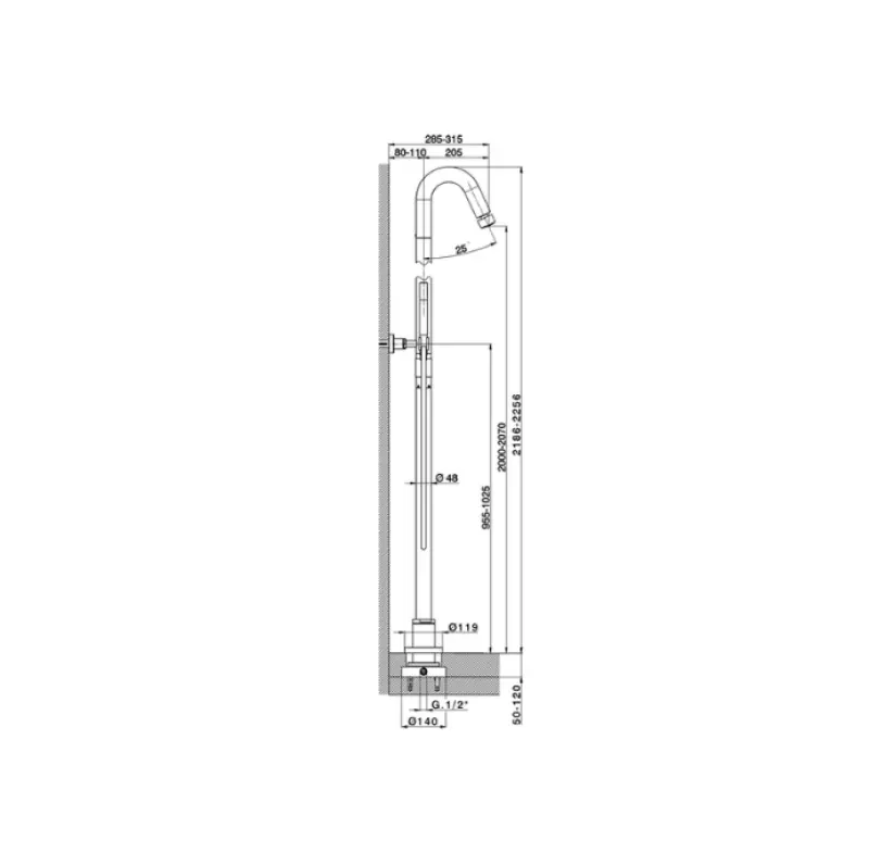 Cisal Step Douche pilaar rvs ST0051002A