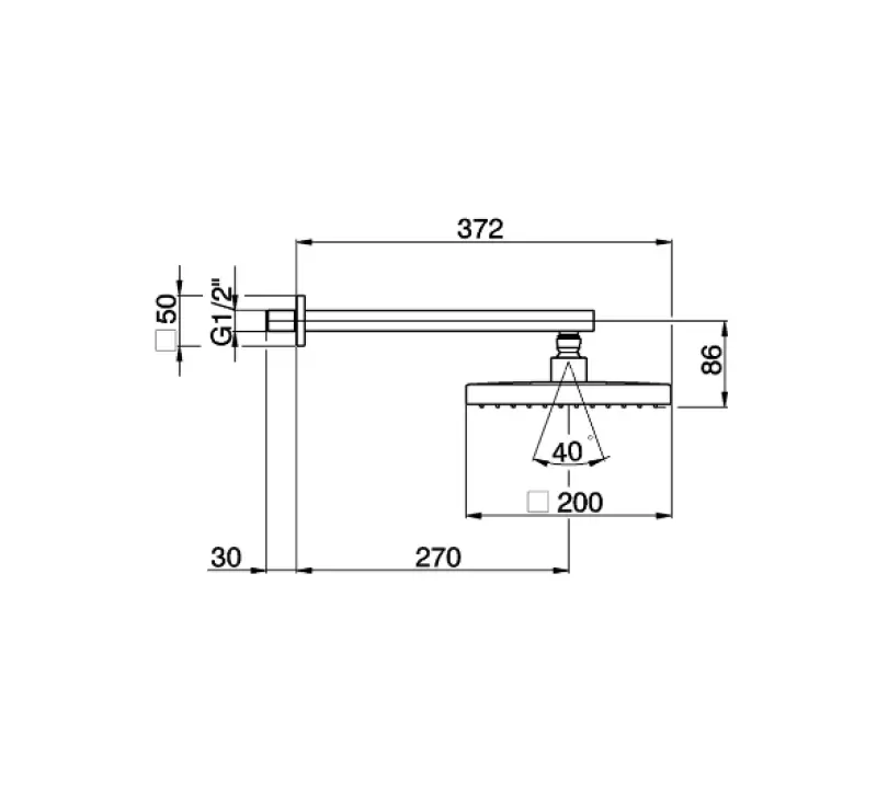 Cisal Hoofddouche 200 vierkant mat wit DS0132904Q