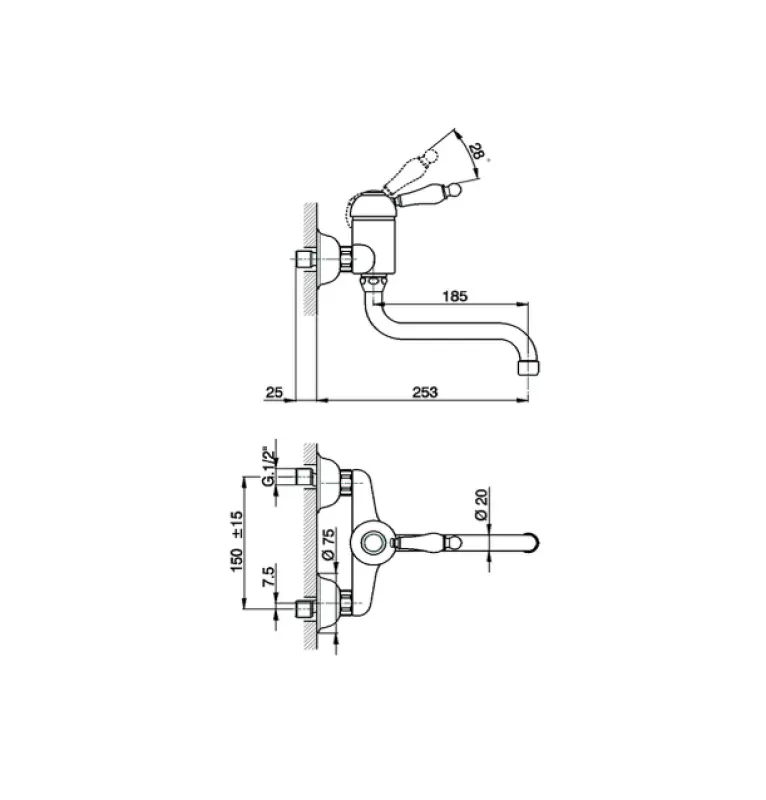 Cisal Arcana Empress keukenmuurkraan Chroom EM00040021