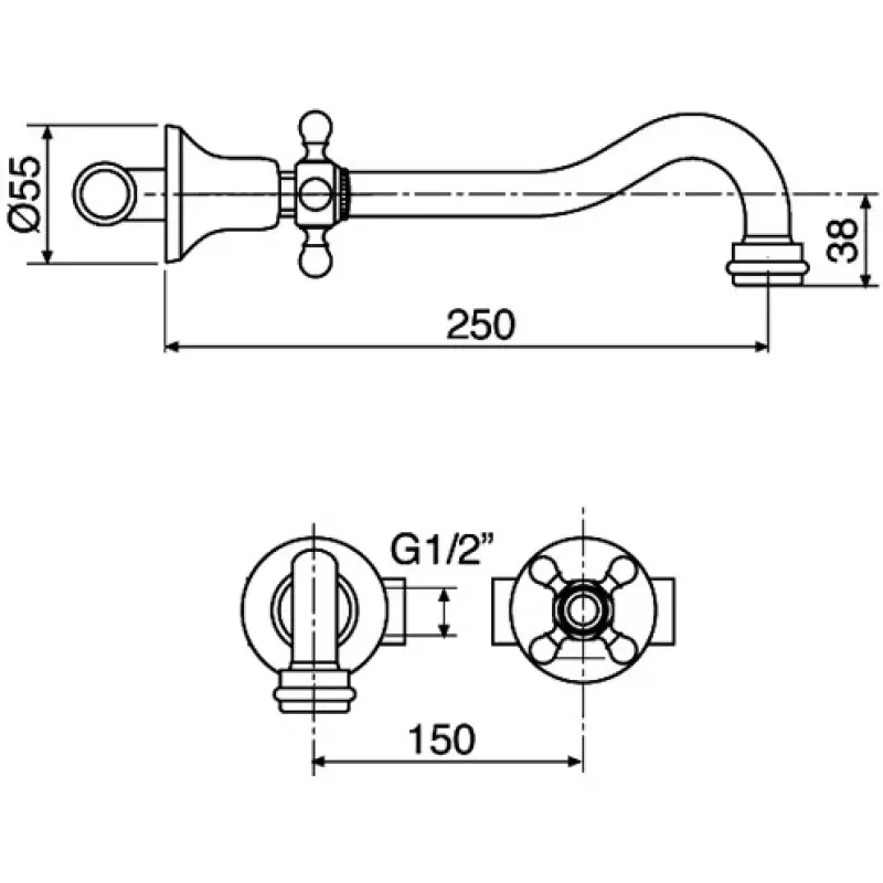 Nostalgische muur fonteinkraan chroom D2075SCH