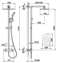 Huber Dado Cascade Douchekolom met thermostaatkraan DCC7801021 Chroom