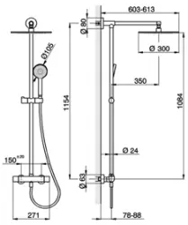 Huber Dado Cascade Douchekolom met thermostaatkraan Chroom DCC7802021 
