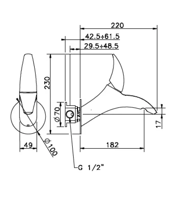 Huber Icon Wastafelmengkraan muurbevestiging Chroom 885.01H.CR