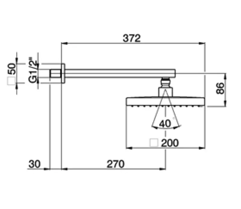 Huber EGO Hoofddouche met muurarm Chroom SS.013290.21