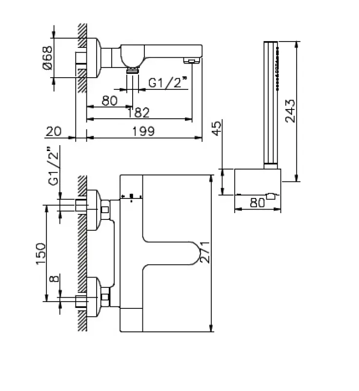 Huber Icon Bad/douchethermostaatkraan chroom 193T.VL05H.CR