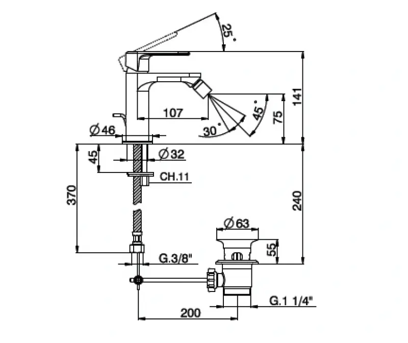 Huber Levity Bidetmengkraan Chroom LY.000550.21
