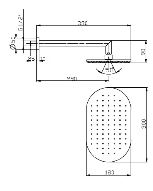 Huber Levity Hoofddouche met muurarm Chroom SS.013490.21