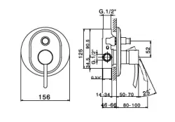 Huber Kyoto inbouw Bad/douchemengkraan chroom KY.000210.21
