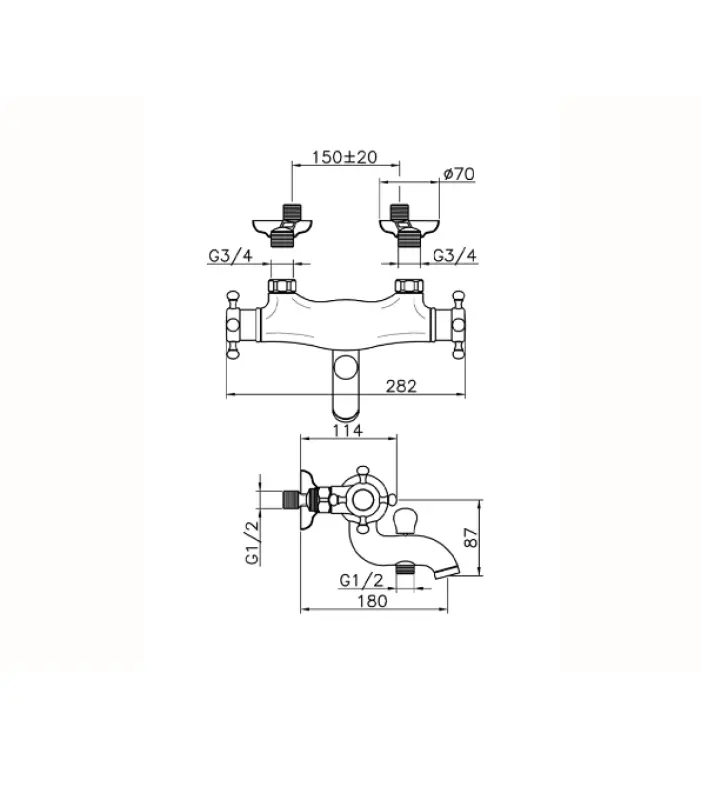 Huber Victorian Thermostatische Badkraan Goud VTT270102G
