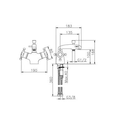 Huber Victorian Thermostatische Badkraan voor badrandmontage RVS VTT620102A