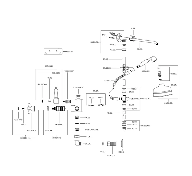 Huber Croisette Douchecombinatie 15cm Goud 590.CS01H.AG