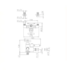 Huber Croisette Douchemengkraan Chroom/Goud 150.CS01H.CA