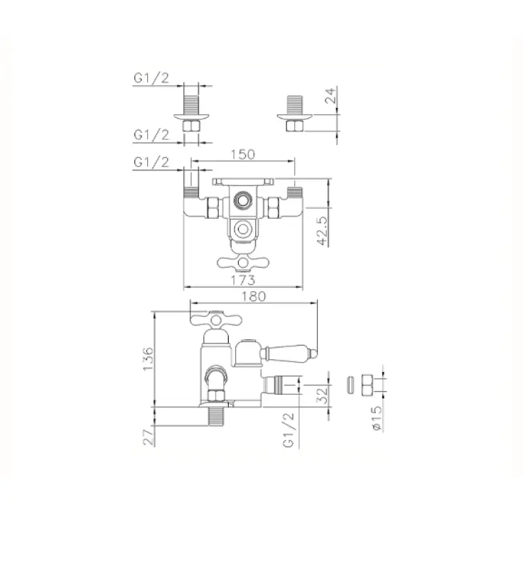 Huber Croisette Douchemengkraan Goud 150.CS01H.AG