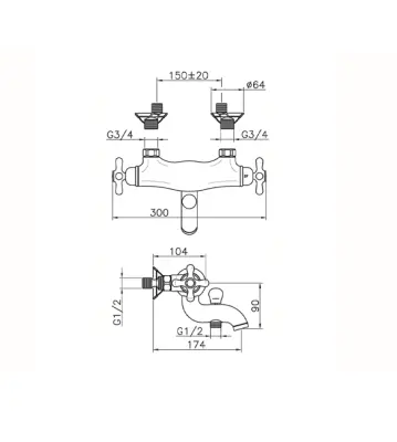 Huber Croisette Badthermostaatkraan Goud CST270102G