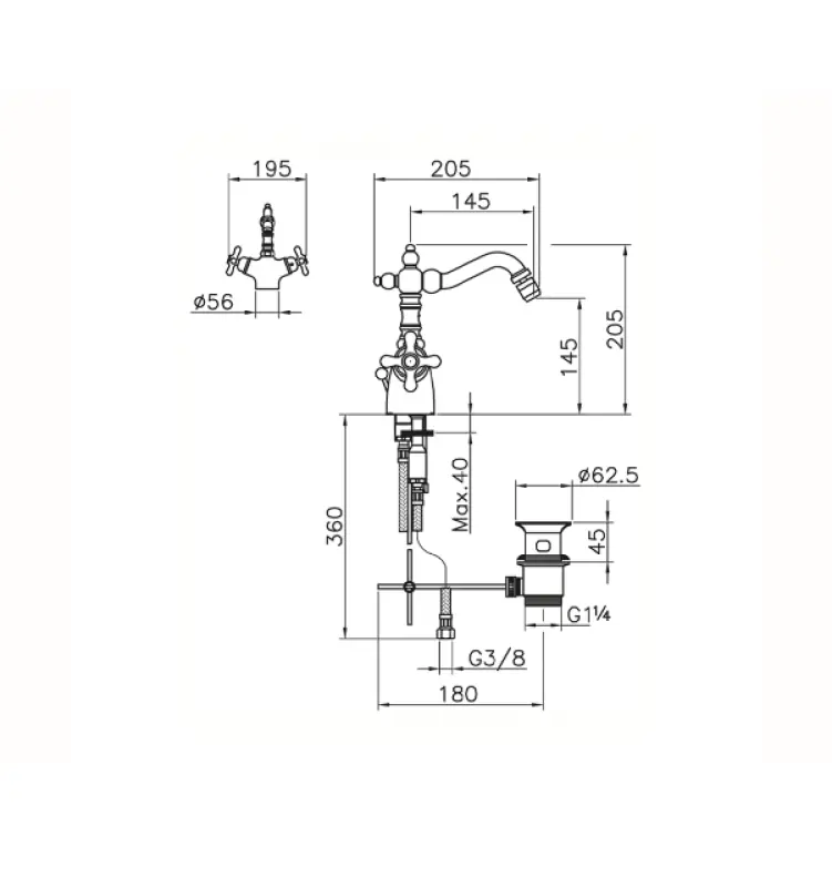 Huber Croisette Bidetkraan thermostatisch Chroom CST5601021