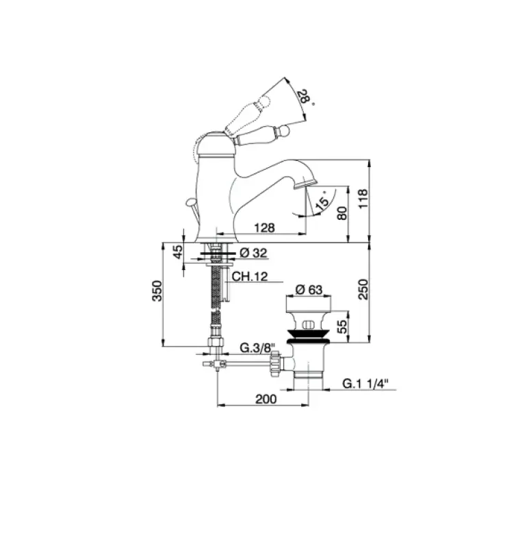 Huber Croisette Wastafelmengkraan Chroom CM00051021