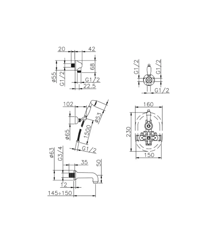 Huber Croisette Inbouwset Badmengkraan Goud 915.CS01H.AG