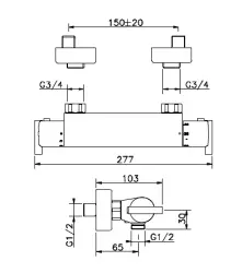 Huber Tratto Douchethermostaatkraan Chroom TT.T01010.21