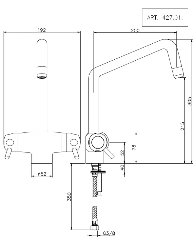 Huber Clinic Plus thermostatische keukenkraan chroom CPT6501021