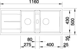 Blanco spoelbak Metra 8 S manueel opbouw wit 513064