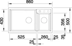 Blanco spoelbak Metra 9 manueel opbouw wit 513269