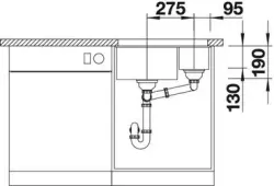 Blanco spoelbak Subline 340/160-U manueel onderbouw wit 523552