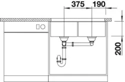 Blanco spoelbak Subline 350/350-U manueel onderbouw wit 523578