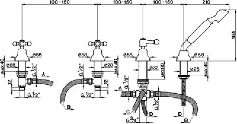 Cisal Arcana Ceramic 4-gats Badmengkraan badrandmontage chroom AC00029021