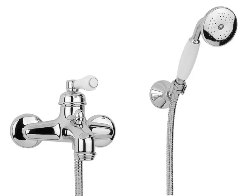 Nostalgische badmengkraan met handdoucheset chroom V9030