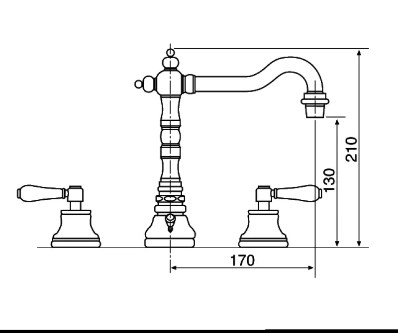 Wastafelkraan 3-gats Nostalgisch Chroom V2160CR