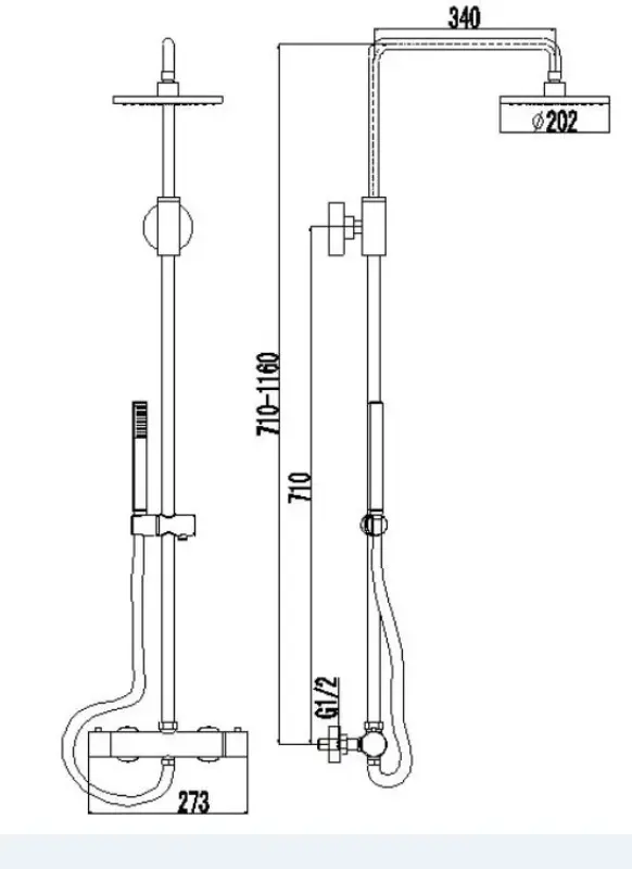 Blusani Stilo douchecombinatie met regendouche chroom BS122100