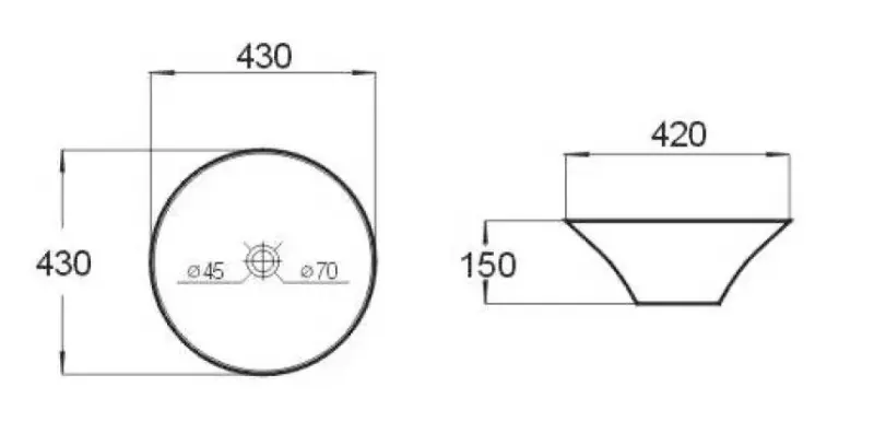 Blusani Cera keramische opbouw waskom 43cm cm wit BC204511