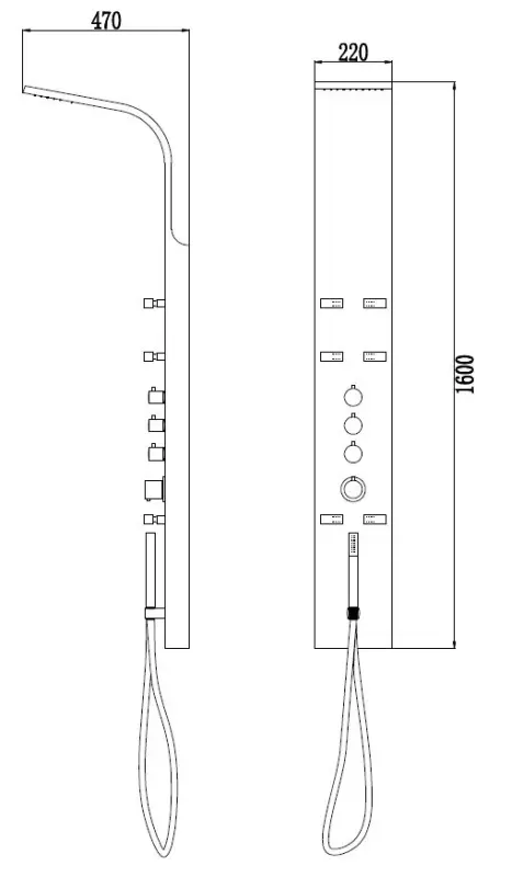 Blusani douchepaneel RVS BS83100