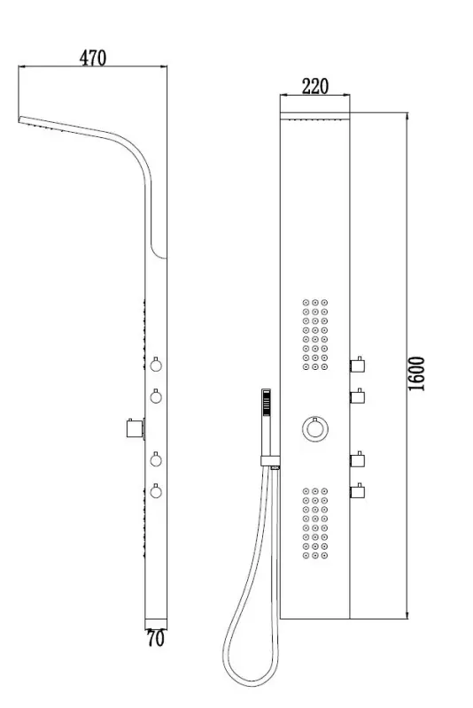 Blusani douchepaneel RVS BS83101