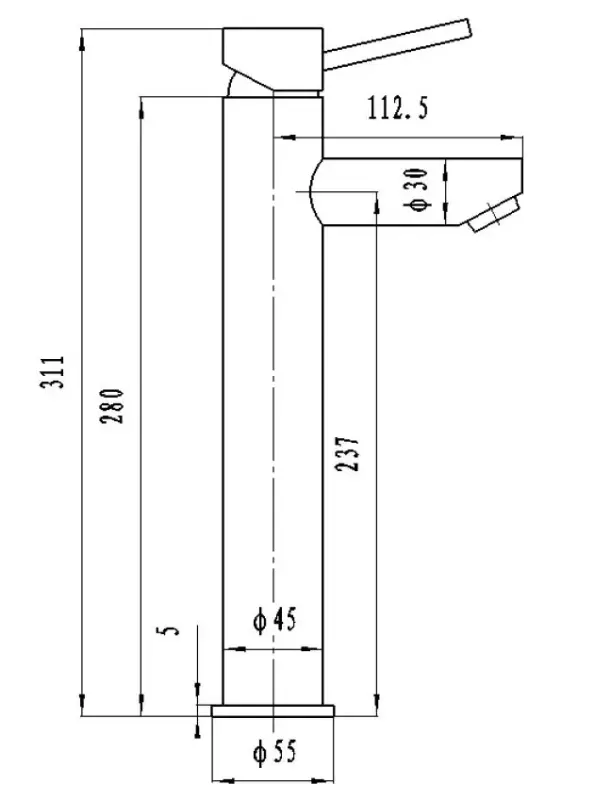Blusani Techno hoge wastafelkraan chroom BT19101