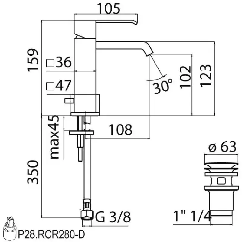 Rubio Piazza wastafelkraan met waste chroom R20450321