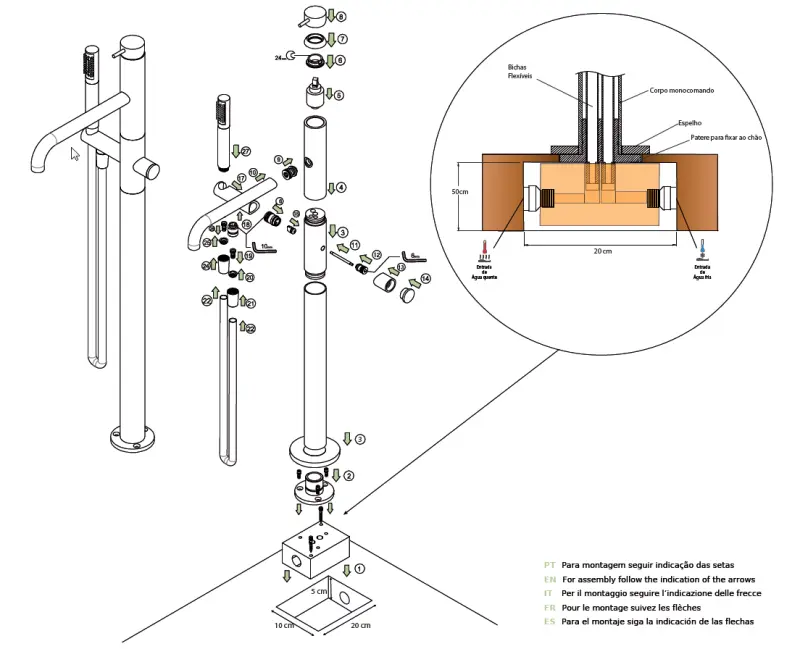 Waterevolution Flow vrijstaande badkraan met handdouche mat zwart T133PR