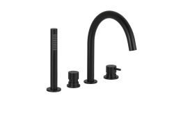 Waterevolution Flow 4-gats Badkraan voor Badrandmontage Zwart T138PR